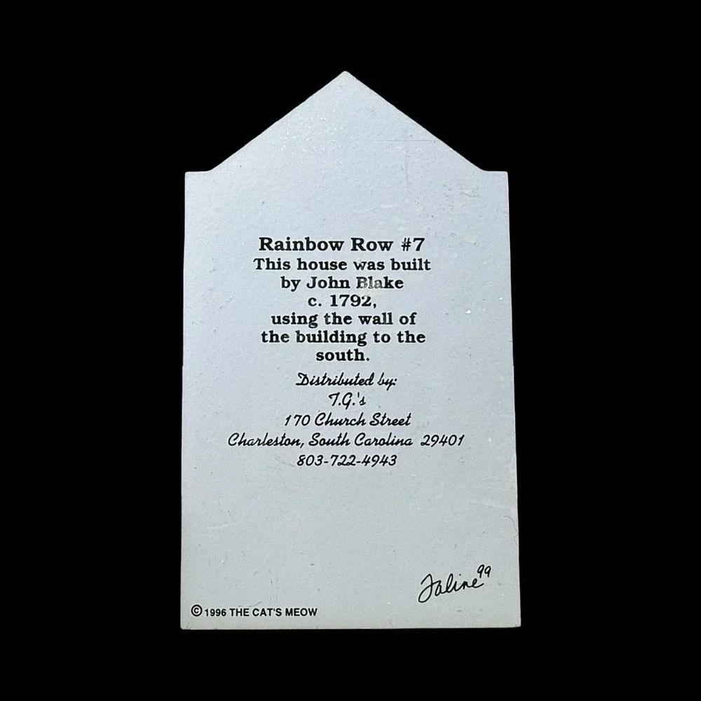Cat's Meow Rainbow Row #7 Charleston, South Carolina Faline Signed 1999